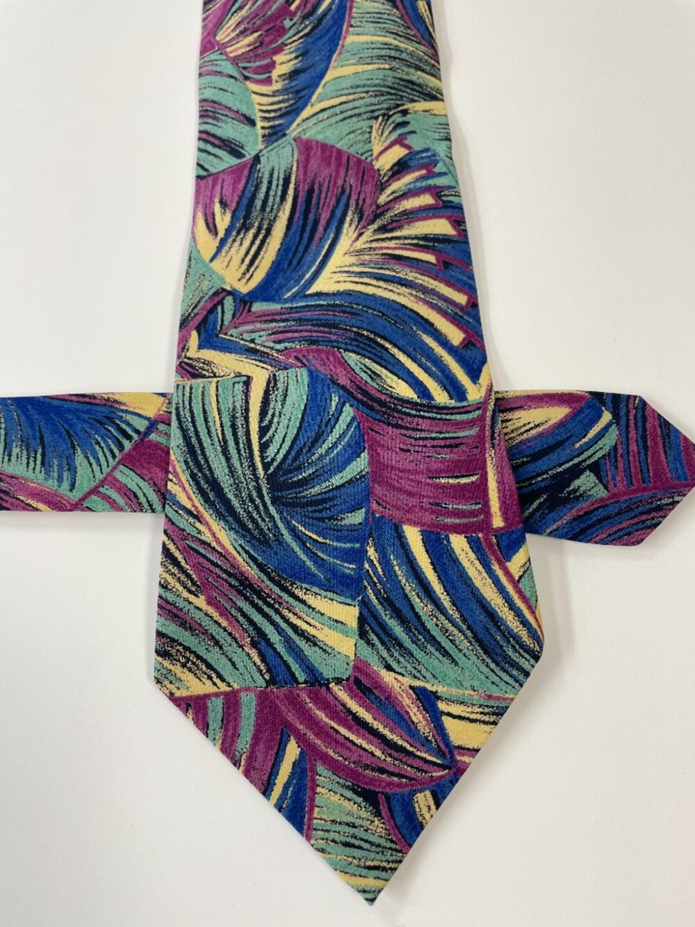 Louis Simard Paris Silk Tie Tropical Jungle Foliage 80's Exotic Hawaiian Miami